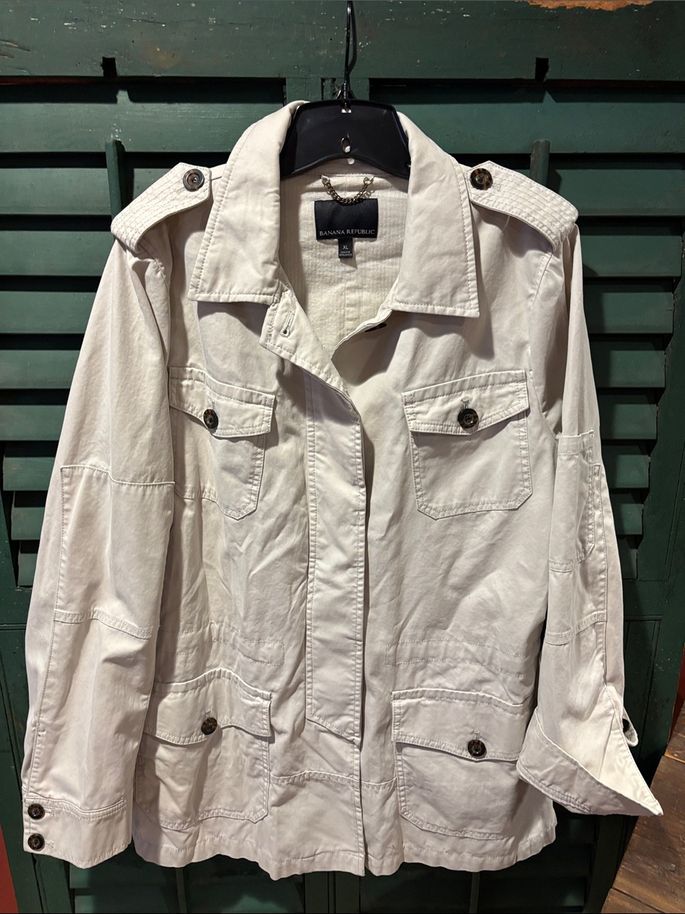 Banana Republic Light Cream Utility Jacket with Button Pockets